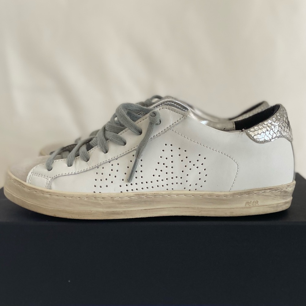 Women’s P448 sneakers in white, grey and silver